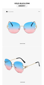 Venta caliente sin marco Cut <span class=keywords><strong>Fox</strong></span> Head <span class=keywords><strong>Gafas</strong></span> <span class=keywords><strong>de</strong></span> <span class=keywords><strong>sol</strong></span> Moda europea y americana Red Marine Butterfly <span class=keywords><strong>Gafas</strong></span> - Product Image 5