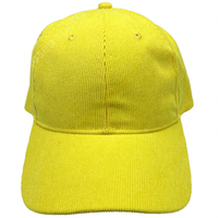 Casquettes de baseball bicolores structurées en velours côtelé jaune de haute qualité, personnalisables avec logo de marque complet et broderie 3D de lettres