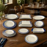 Vaisselle en mélamine série Blue Line, très demandée, qualité alimentaire, sans BPA, non toxique, légère, compatible lave-vaisselle, vente en gros Chine
