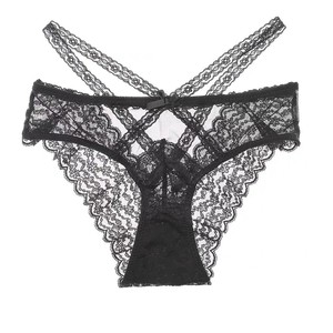 Ropa interior femenina de estilo europeo y americano, de cintura baja, con entrepierna de algodón, sensual y atractiva, levanta glúteos, con encaje floral envolvente. - Product Image 1
