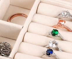 Portable Rectangle Velvet Jewelry Case Wholesale Exquisite Travel Storage <b>Box</b> for Earrings Rings with Custom Logo - Product Image 6