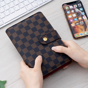 Budget Planner Planner Manufacturers Business A6 Budget Binder Wallet Notebook Customised Brown Checkered Budget Cash Planner Binder With 10pcs Zipper Envelopes