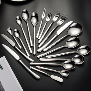 Juego de Cubiertos de <span class=keywords><strong>Acero</strong></span> Inoxidable 304 Moderno, Pulido Espejo, de Lujo, Color Plateado, con Utensilios de Servicio para Restaurante y Hotel, Venta al Por Mayor - Product Image 2