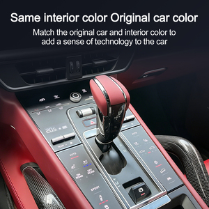 Navihua Leather Car <b>Gear</b> <b>Knob</b> Shift Lever Cover Handle for Porsche Cayenne 2011-2017 Upgrade Ergonomic Design Front Back View - Product Image 4