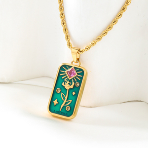 Acero inoxidable relleno de oro Tarot Zodiaco horóscopo collar impermeable amantes el sol y Rosa collar joyería para mujeres - Product Image 1
