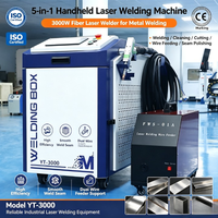 Soudeuse laser à fibre portative 5 en 1 de 3000 W, machine multifonctionnelle de soudage, nettoyage et découpe au laser avec alimentation automatique en fil