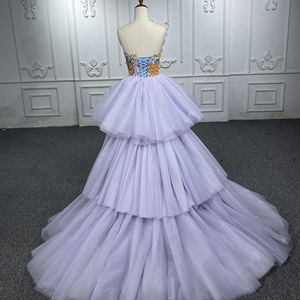 New Design Strapless Floral Lace Mermaid Reversible and Removable Prom Dress With Ruffle <b>Skirt</b> 1140 - Product Image 3