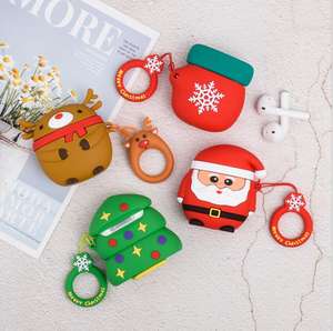 Hot 3D joyeux noël étui pour écouteurs pour Apple <span class=keywords><strong>AirPods</strong></span> casque en Silicone protéger la couverture pour <span class=keywords><strong>Airpods</strong></span> 1 <span class=keywords><strong>2</strong></span> boîte de charge - Product Image 1