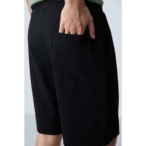 Shorts pour homme en coton noir, épais, doux, texturé, coupe standard, basique - 81275 - Noir - Product Image 4