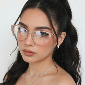 <span class=keywords><strong>Gafas</strong></span> Ópticas de Metal con Diseño de Ojo de Gato para Mujer 2026, Monturas Brillantes Doradas Anti Luz Azul, Anti Radiación para Computadora - Product Image 2