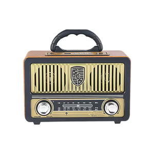 Radio portable rétro en bois OEM d'usine, radio AM FM SW 3 bandes, lecteur MP3 BT, USB TF, haut-parleur intégré, radio vintage rechargeable - Product Image 2