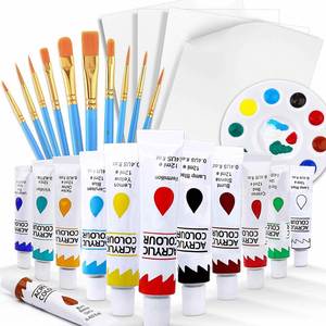12 Acrylic Set 10 Brushes 12Ml Tubes 36 Colors Canvas/Paper Full Color Printing Custom Logo Option Beginners Students - Product Image 1