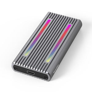 علبة خارجية من الألومنيوم لمحرك الأقراص الصلبة SSD مع إضاءة RGB ومنفذ USB-C من النوع C وUSB 3.1 الجيل الثاني لأقراص <span class=keywords><strong>M</strong></span>.2 SATA PCIE NVME SSD لأجهزة ماك بوك - Product Image 1