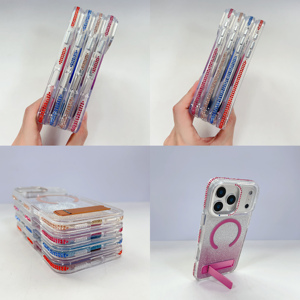 <span class=keywords><strong>Funda</strong></span> Transparente Antigolpes Estilo INS con Soporte Metálico y Purpurina, Carcasa Magnética para <span class=keywords><strong>iPhone</strong></span> 17 16 15 Pro Max - Product Image 2