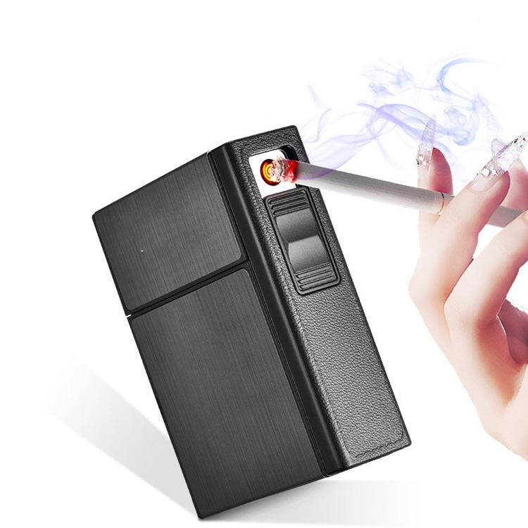Slim Aluminum Cigarette Holder & USB Lighter Case