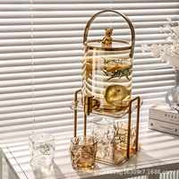 Ensemble distributeur d'eau froide en verre de luxe léger avec robinet, grande capacité, pour usage domestique, pour jus de fruits, thé, cola et autres boissons, modèle St-01