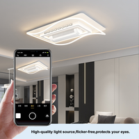 Ventilateur de plafond moderne en acrylique sans pales avec télécommande, lumière LED, moteur DC 6 vitesses, intensité variable et faible bruit pour salon
