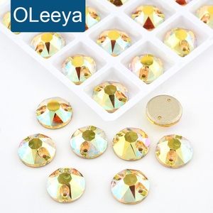 OLeeya Double-Hole TOP Quality Sew on Rhinestones Pressure Top <b>Hat</b> Ornaments Flat Bottom Clothing Accessories Rhinestones - Product Image 1