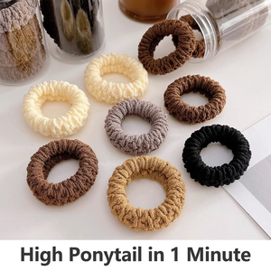 Élastique à cheveux épais et très élastique, sans couture, en forme de boucle de serviette, style Popcorn, pour queue de cheval, accessoire capillaire avec breloque porte-bonheur moelleuse de style chinois - Product Image 3