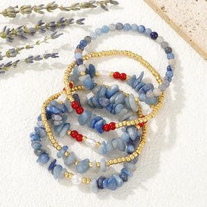 Neuer Modeschmuck für Frauen Wasserdichte unregelmäßige Stretch perle 18 Karat Gold gefüllt Heil kristall Chip Naturstein Armband - Product Image 2