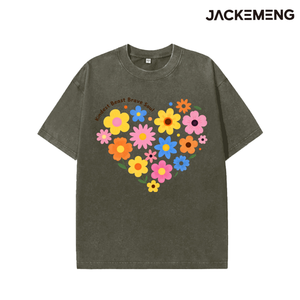 T-shirt Oversize Rétro Streetwear Floral « Kindest Beast <span class=keywords><strong>Brave</strong></span> <span class=keywords><strong>Soul</strong></span> » – Vente en Gros depuis l'Entrepôt Local aux États-Unis – Tee-shirt Hip Hop à Manches Courtes - Product Image 3