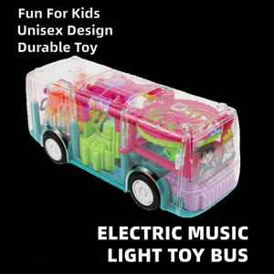 Transparent Plastic Gear Car Electric Music <b>Light</b> Simulation Model Baby Kids Toy Bus for 2 to 4 Years - Product Image 2