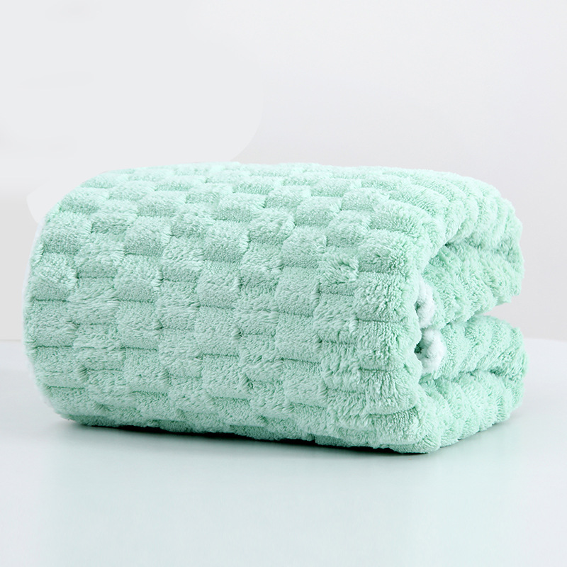 Toalla de baño verde, 70x140 cm (borde acanalado blanco)