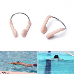 Clip nasal confortable en silicone souple antidérapant avec fil d'acier, design simple, couleur chair, 1 pièce, ensemble de bouchons d'oreilles pour la natation et la plongée - Product Image 3