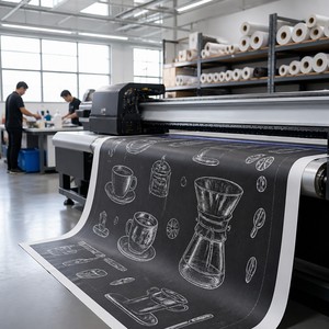 Carta da Parati Artistica Personalizzata Effetto <span class=keywords><strong>Lavagna</strong></span> per Caffè, Ristoranti e Cucine - Murale su Tela a Olio <span class=keywords><strong>con</strong></span> Portafiltro e Chemex - Product Image 6