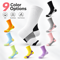 Chaussettes de cyclisme réfléchissantes pour femmes, hauteur genou, compression, antibactériennes, anti-odeurs, soutien de la cheville, chaussettes de sport pour vélo
