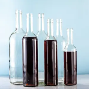 Baru Transparan Bulat Kosong Kaca Putih Tinggi 1 Liter 1.5 Liter 500Ml 750Ml 375Ml Botol Anggur 1 L Botol untuk Anggur Merah