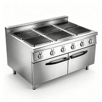 Équipement de restaurant professionnel, cuisinière électrique à 6 brûleurs carrés avec armoire de base à 2 portes pour un rangement facile en cuisine