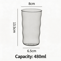 Tasse à café en verre borosilicate haute résistance, simple, à large ouverture, pour Americano glacé, latte, avec motif personnalisé