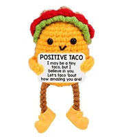 Taco amusant et positif fait à la main, jouet de soutien émotionnel en crochet, partenaire de pomme de terre mignon avec carte positive, cadeaux amusants et drôles pour se remonter le moral