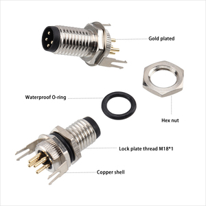 M8 مستقيم زاوية الحق مرة أخرى جبل المكونات 3pin 4pin الذكور الإناث المعادن المسمار موصل M8 - Product Image 2