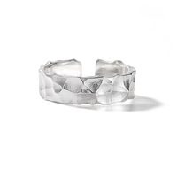 Bague pour homme de style punk rétro en cuivre texturé martelé, plaqué argent antique, tendance hip-hop