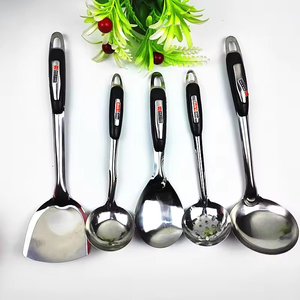 Ensemble de spatules en acier inoxydable résistant à la chaleur avec manche long pour chef, idéal pour frire, sauter les aliments et servir la soupe - Product Image 2