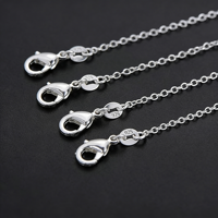 Collier chaîne à maillons de 1 mm, 16/18/20/22/24 pouces, plaqué argent sterling, bijoux tendance pour femmes/hommes, matériau principal en acier inoxydable