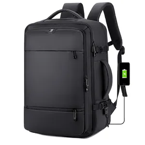 Grand sac polochon d'affaires extensible et imperméable de luxe de 17.3 pouces pour hommes sac à dos à roulettes pour ordinateur portable avec chargeur USB
