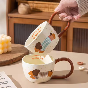 Cute Puppy <b>Ceramic</b> Mug 300ml Customizable Color Logo Dishwasher Microwave Safe Modern Cartoon Design Unique Party Gift Women - Product Image 2