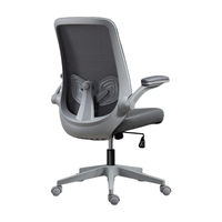 Chaise de bureau ergonomique moderne avec appui-tête réglable, accoudoirs mobiles, dossier haut, en maille grise, pivotante, prix compétitif
