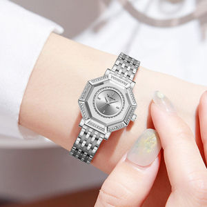 Montre pour femme de qualité supérieure, dorée, avec lunette sertie de cristaux, bracelet en acier inoxydable, mouvement à quartz, montre de luxe, cadeau - Product Image 6