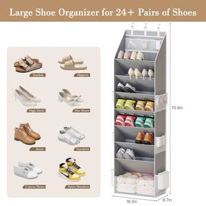 Wholesale Foldable Over the Door <b>Shoe</b> Organizer Hanging Closet <b>Shoe</b> Storage Organizer with Large Deep Pockets - Product Image 5