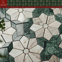 Mosaïque murale en marbre pour salon GOLDKING, motif géométrique vert et blanc, taille personnalisée pour les projets hôteliers et commerciaux