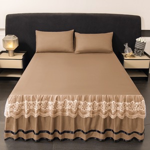 Juego de faldones de cama de doble capa, colcha estampada, sábana bilateral, faldón de cama - Product Image 5