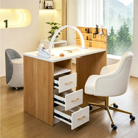 Table de manucure design contemporain imitation bois, écologique, avec aspirateur intégré et armoire de rangement, pour salon de manucure