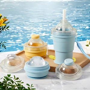 Foldable Ice Hockey Cup 325ml With Built In Straw Portable Silicone Ice Mold Summer Edition - Product Image 1