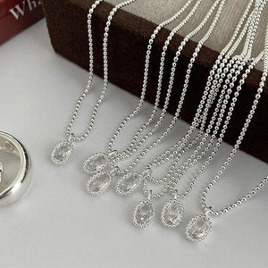 Collier pendentif et boucles d'oreilles Wenchi S925 en argent sterling plaqué platine, avec perle grise ovale entièrement sertie de diamants, style Tahiti, pour femme - Product Image 1