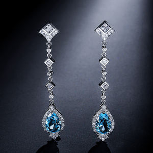 ต่างหูแบบห้อยสีเงินสำหรับสุภาพสตรี EP2055 rakol ปรับแต่งได้ต่างหูเพทายหลากสี - Product Image 1