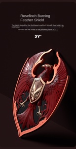 Lot de 4 sabres et boucliers de jeu de rôle en mousse PU, style Oiseau Vermilion des Quatre Bêtes Sacrées, légers, 23,62 pouces - Product Image 4